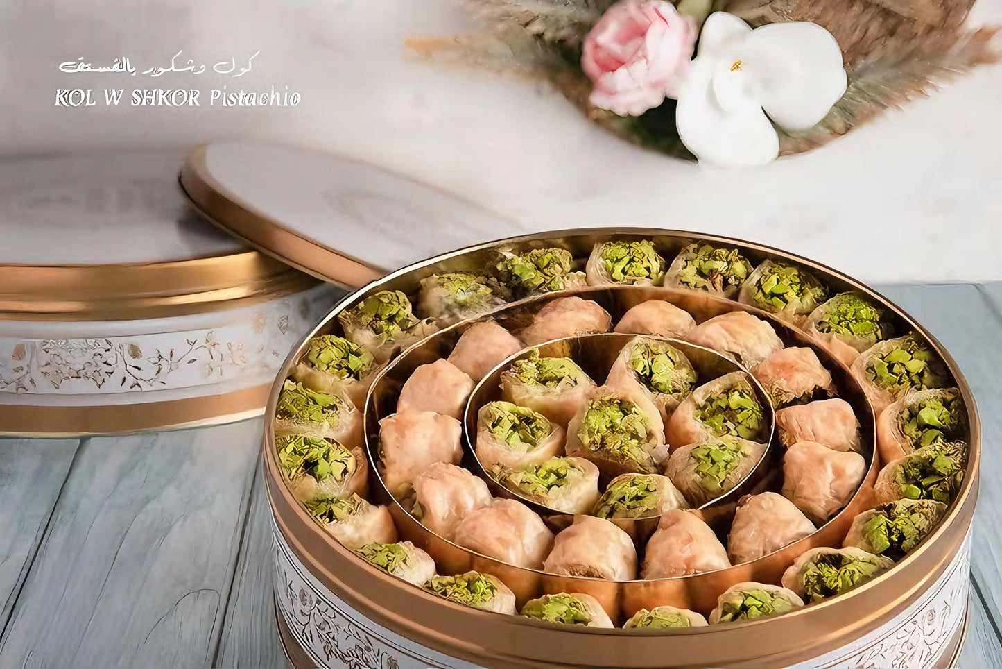 Arabische Süßigkeiten Semiramis, sortierte Pistazien-Baklava-Häppchen - 500 g