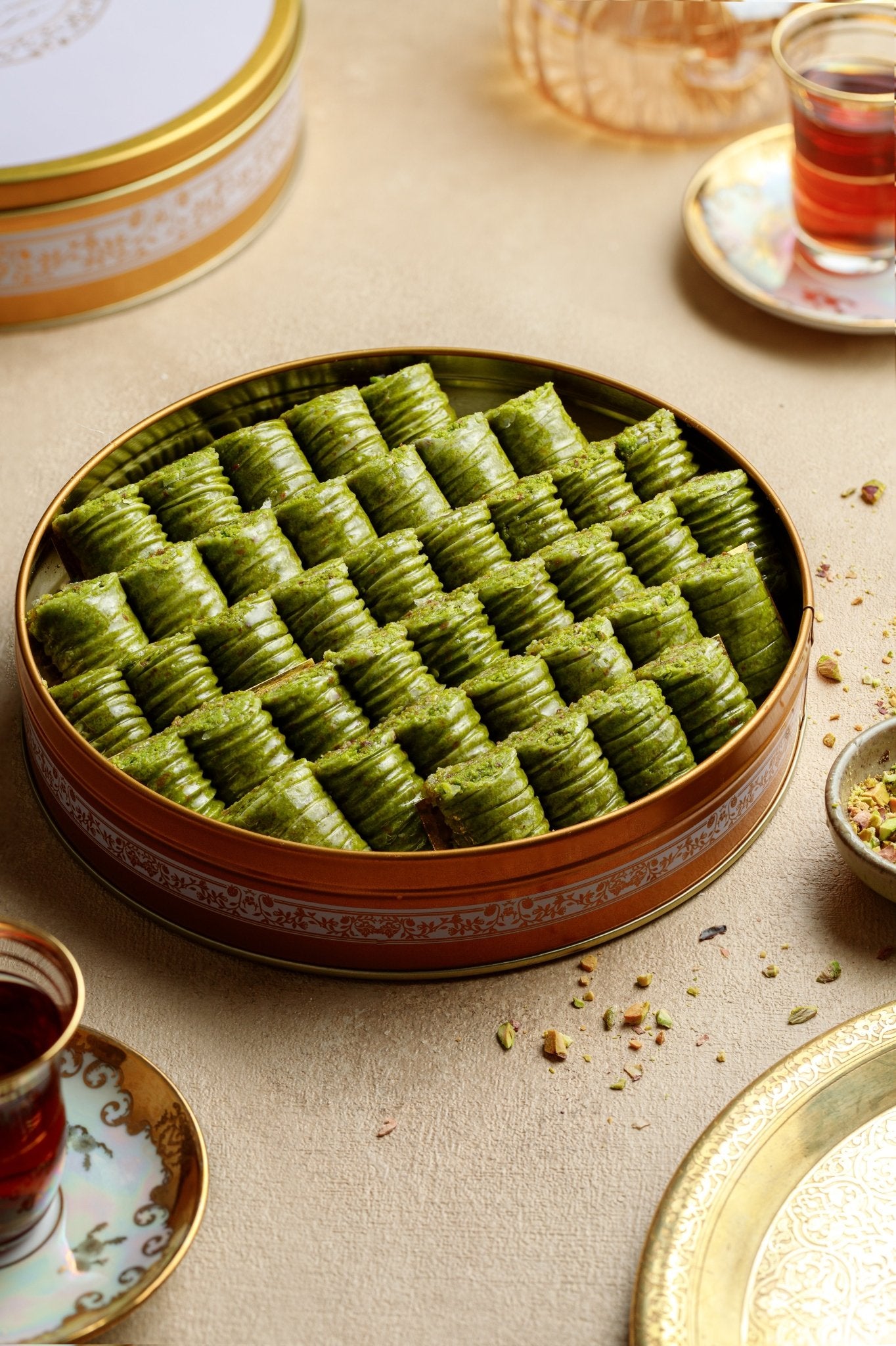 Arabic Sweet Semiramis Rose Petals Rolls With Pistachio 600g - Memas Dessert